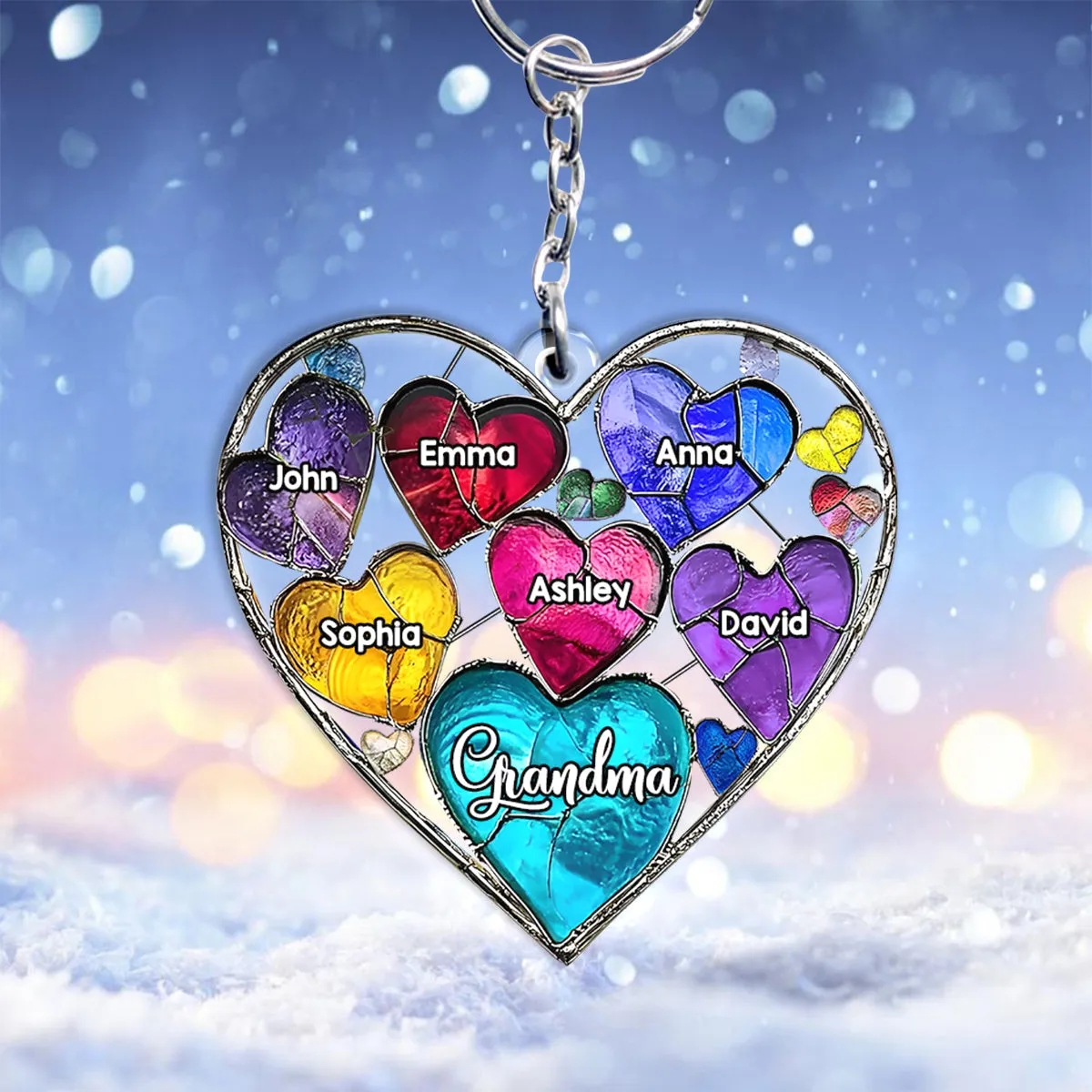 Grandma's Mom's Sweethearts - Personalized Grandma Keychain