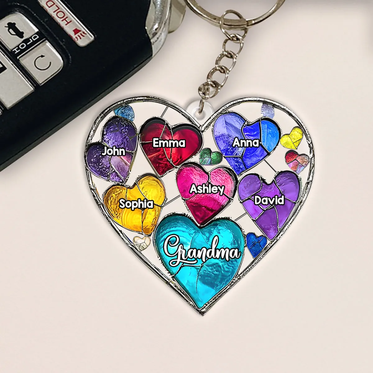 Grandma's Mom's Sweethearts - Personalized Grandma Keychain