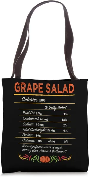 Grape Salad Nutrition Facts Funny Thanksgiving Humor Tote Bag