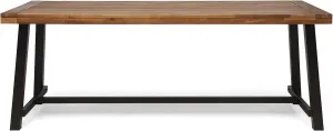 Great Deal Furniture Beau Outdoor Eight Seater Wooden Dining Table, Teak and Rustic Metal Finish