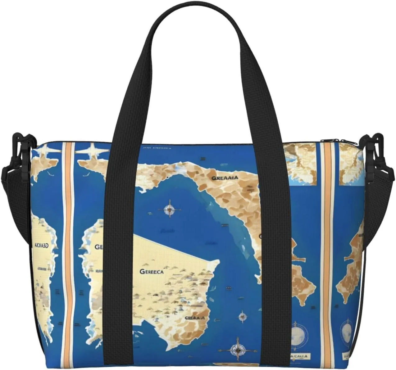 Greece Map Print Duffel Bags for Traveling - Lightweight Personal Item Travel Bags, Gym Bags for Men and Women