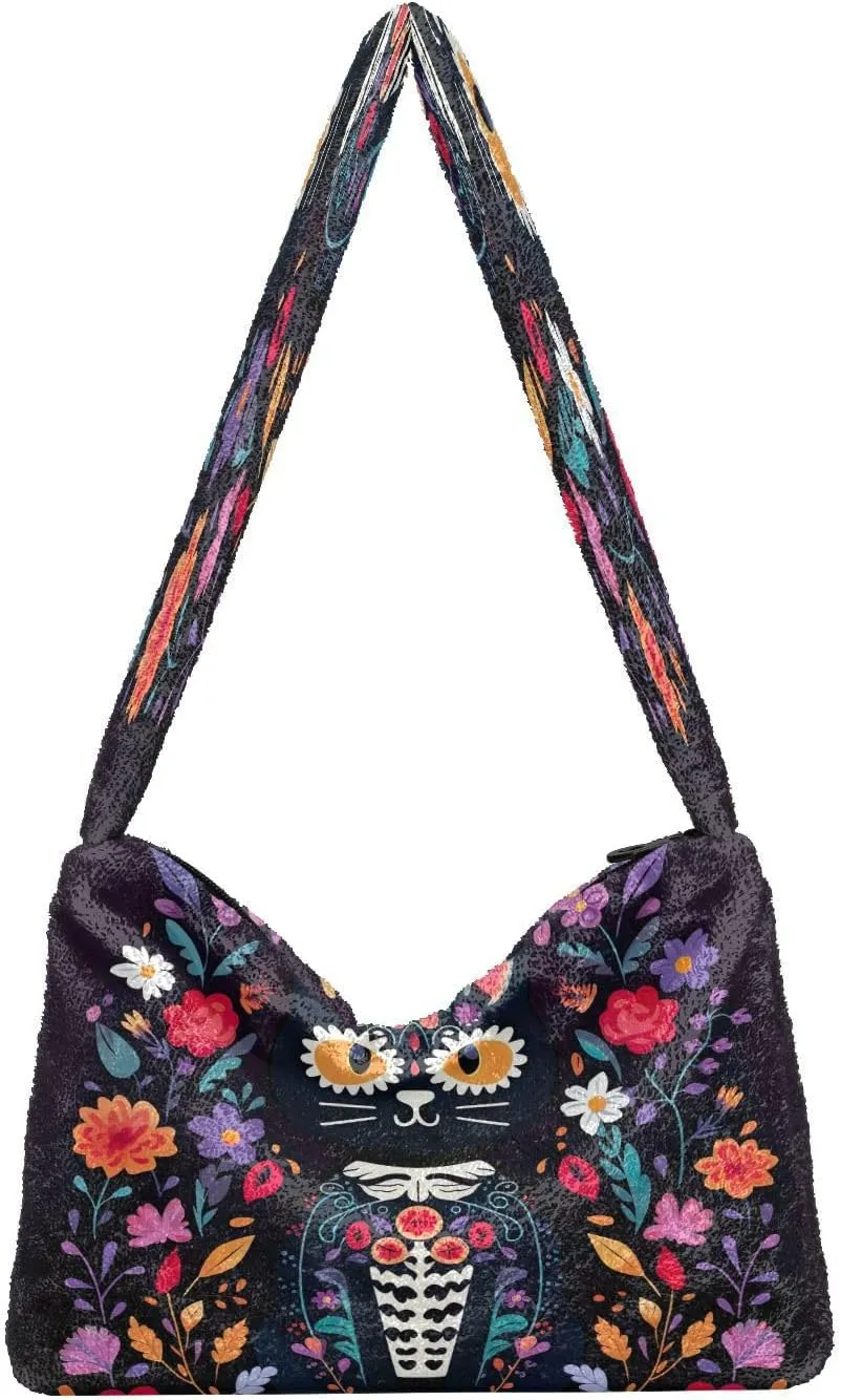 Green Leaves Modern Woman Shoulder Bag, Shoulder Tote Bag, Autumn Handbags