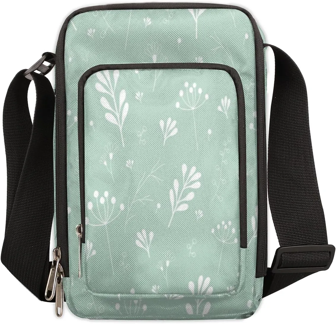 Green Twigs Leaves Small Crossbody Bags for Women Trendy Cross Body Phone Purse Wallet Mens Travel Crossbody Bag Side Shoulder Bag