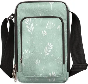 Green Twigs Leaves Small Crossbody Bags for Women Trendy Cross Body Phone Purse Wallet Mens Travel Crossbody Bag Side Shoulder Bag
