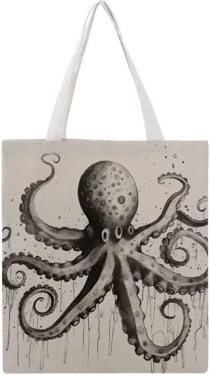 Grocery Bags Octopus Bag for Women Lightweight Beach Bag Shoulder Bags for Travel Shopping Work Handbag