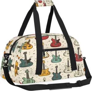 Guitar Kids Overnighter Duffel Bags for Boys, Carry-On Size Sports Gym Bag with Front Zipper Pocket for School Practice or Overnight Travel Weekender Sleepover Tote Bag