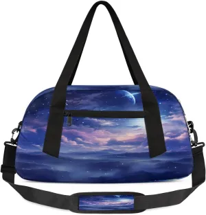 Gym Bag, Cosmic Starry Sky Duffle Bag for Travel with Zipper Pocket, Waterpoof Foldable Overnight Bag for Women Man