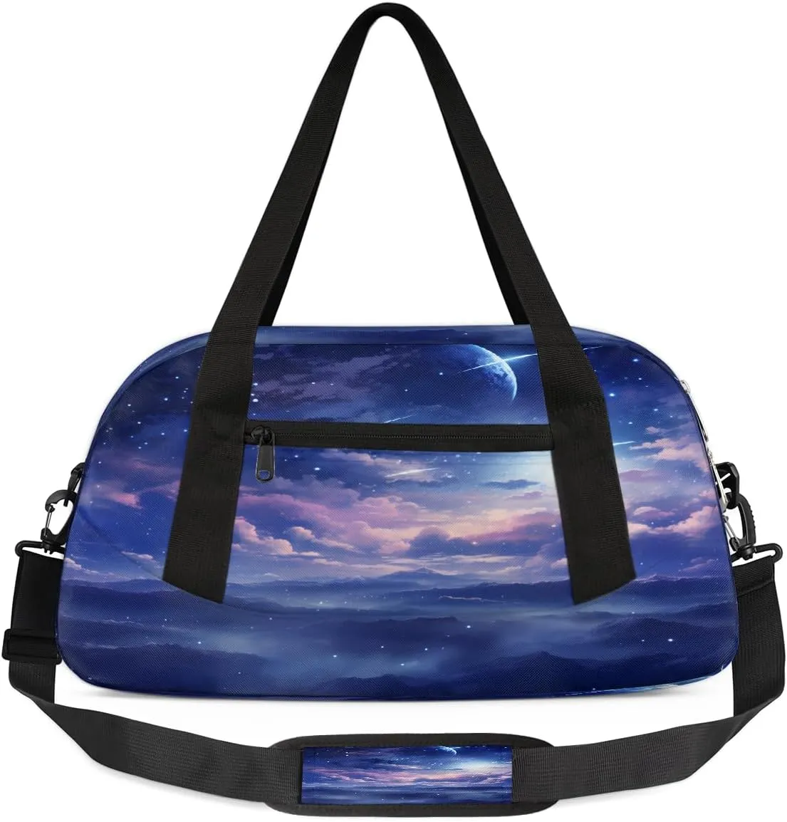 Gym Bag, Cosmic Starry Sky Duffle Bag for Travel with Zipper Pocket, Waterpoof Foldable Overnight Bag for Women Man