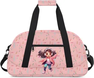 Gym Bag for Kids Girls, Girl Pink Small Duffel Bag with Padded Handles Carry On Weekend Travel Bag for School Practice Ball Games, Option 1