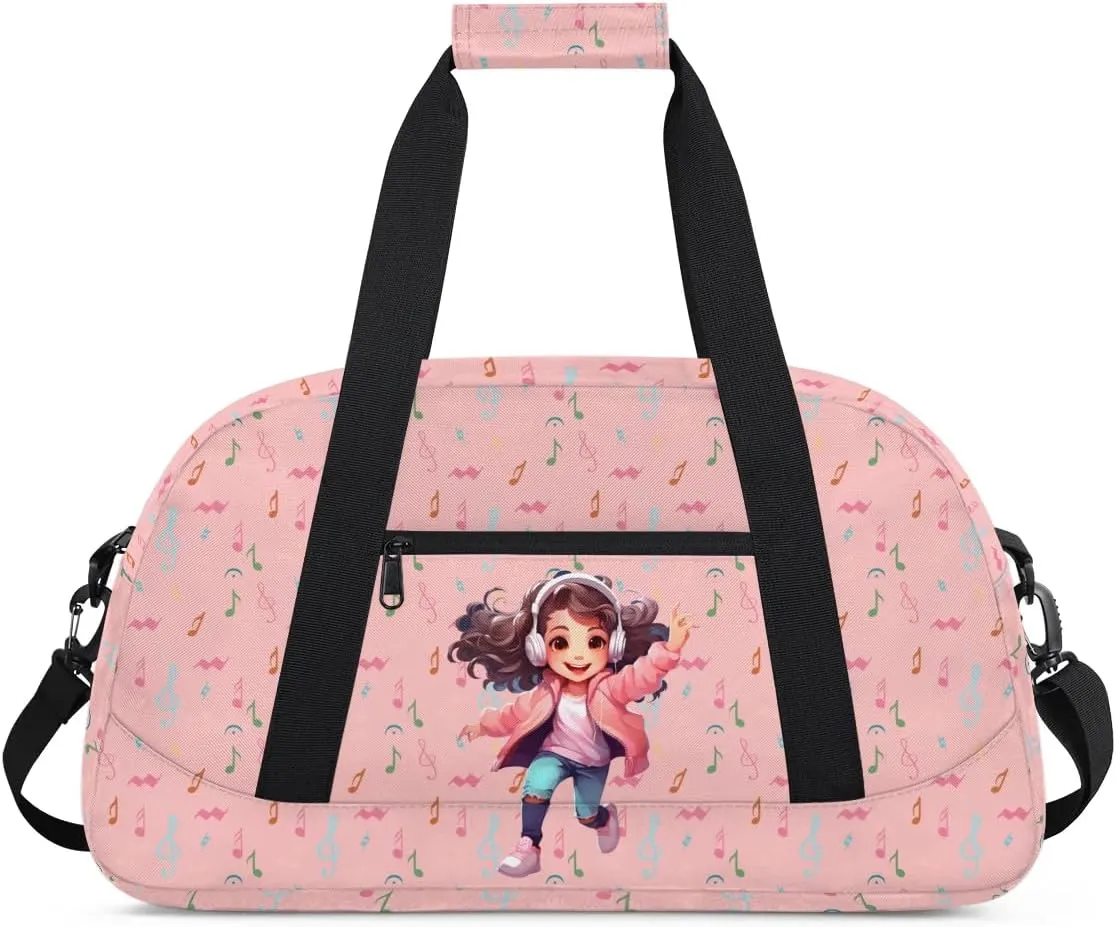 Gym Bag for Kids Girls, Girl Pink Small Duffel Bag with Padded Handles Carry On Weekend Travel Bag for School Practice Ball Games, Option 1