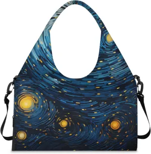 Gym Bag for Women Abstract Galaxy Duffel Bag with Shoe Compartment and Yoga Mat Holder Portable Weekender Bags Travel Tote Bags