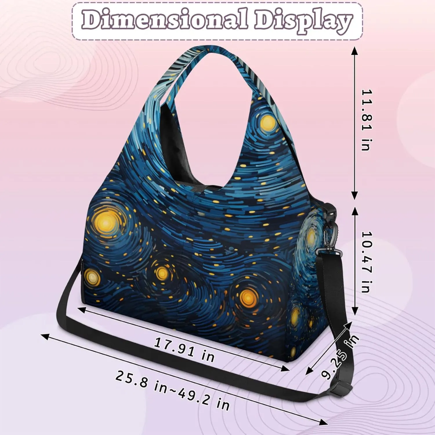 Gym Bag for Women Abstract Galaxy Duffel Bag with Shoe Compartment and Yoga Mat Holder Portable Weekender Bags Travel Tote Bags
