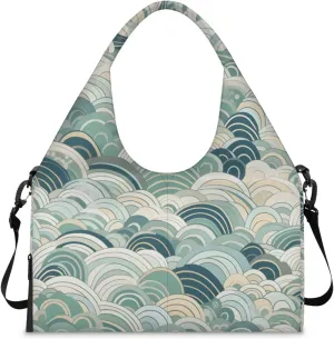 Gym Bag for Women Abstract Sea Water Duffel Bag with Shoe Compartment and Yoga Mat Holder Portable Weekender Bags Travel Tote Bags