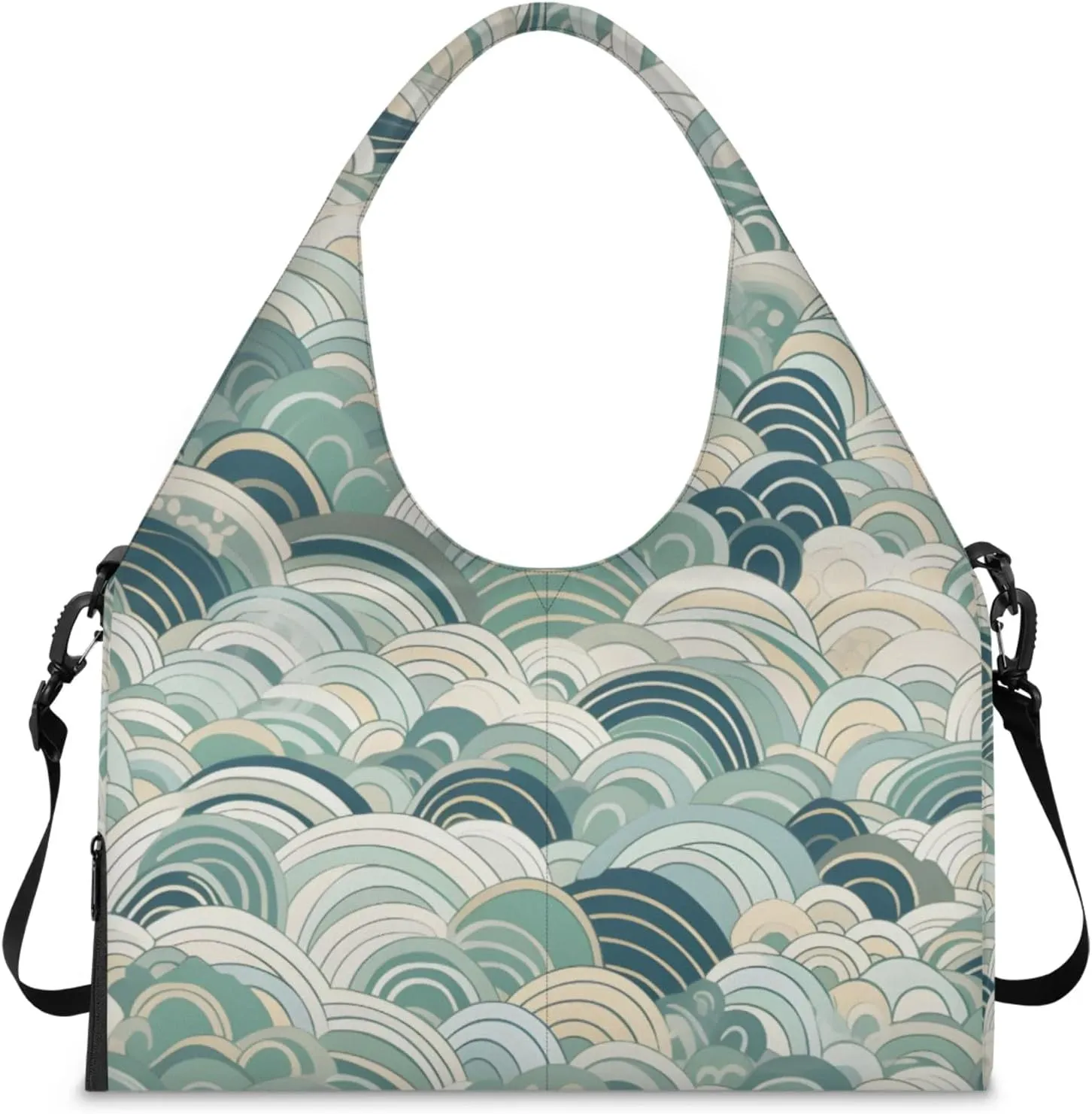 Gym Bag for Women Abstract Sea Water Duffel Bag with Shoe Compartment and Yoga Mat Holder Portable Weekender Bags Travel Tote Bags