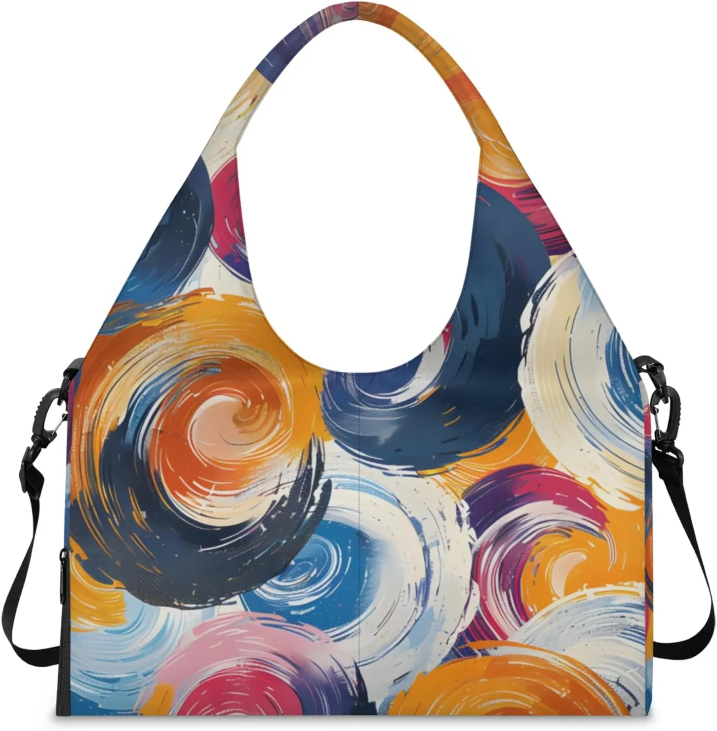 Gym Bag for Women Abstract Spiral Duffel Bag with Shoe Compartment and Yoga Mat Holder Portable Weekender Bags Travel Tote Bags