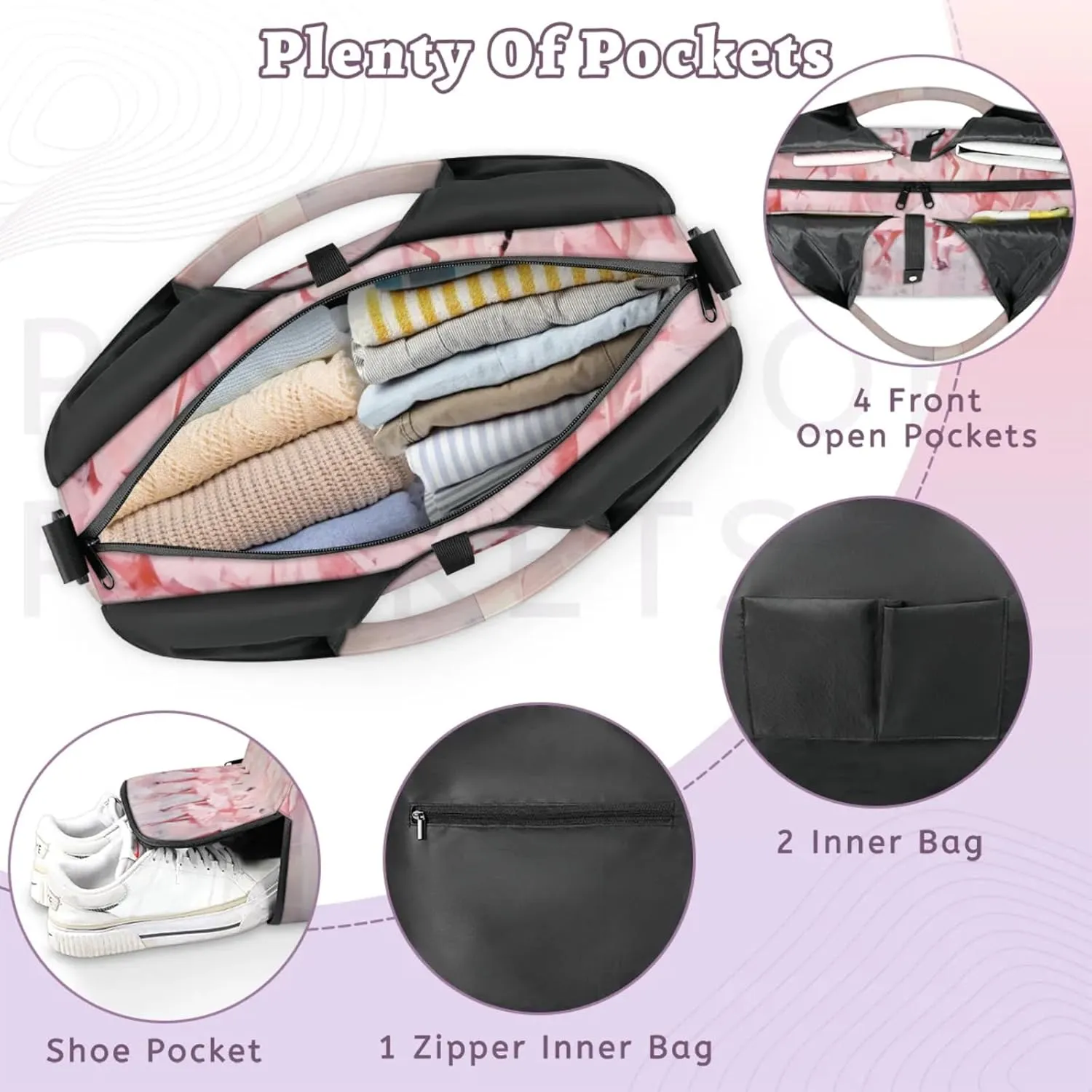 Gym Bag for Women Ballet Duffel Bag with Shoe Compartment and Yoga Mat Holder Portable Weekender Bags Travel Tote Bags