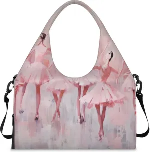 Gym Bag for Women Ballet Duffel Bag with Shoe Compartment and Yoga Mat Holder Portable Weekender Bags Travel Tote Bags