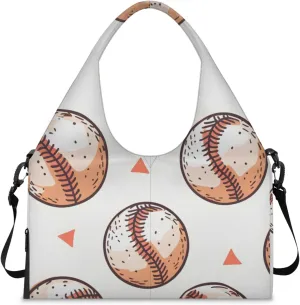 Gym Bag for Women Baseballs Cartoon Duffel Bag with Shoe Compartment and Yoga Mat Holder Portable Weekender Bags Travel Tote Bags