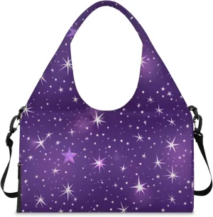 Gym Bag for Women Beautiful Stars Theme Duffel Bag with Shoe Compartment and Yoga Mat Holder Portable Weekender Bags Travel Tote Bags