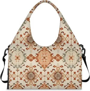 Gym Bag for Women Boho Themed Duffel Bag with Shoe Compartment and Yoga Mat Holder Portable Weekender Bags Travel Tote Bags