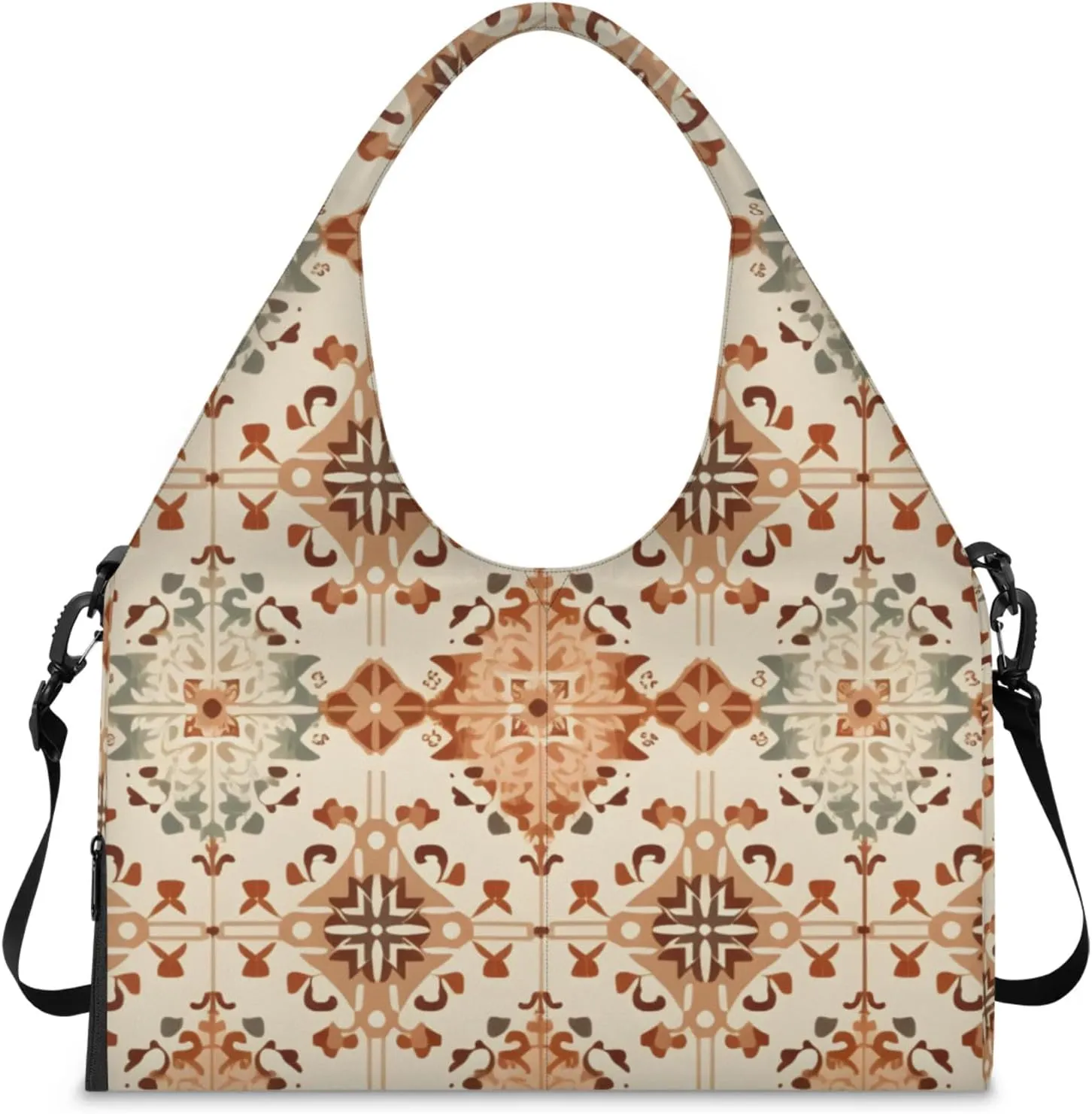 Gym Bag for Women Boho Themed Duffel Bag with Shoe Compartment and Yoga Mat Holder Portable Weekender Bags Travel Tote Bags