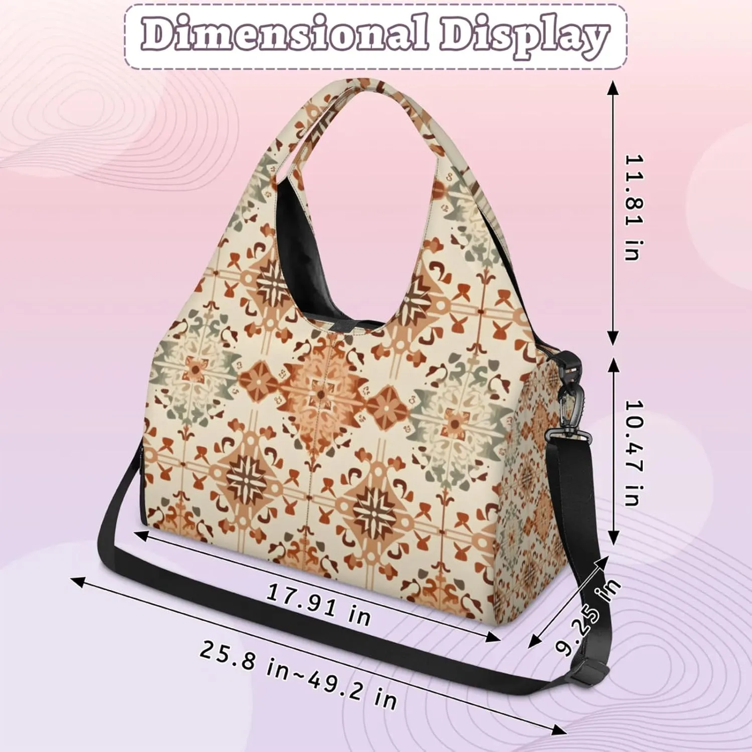 Gym Bag for Women Boho Themed Duffel Bag with Shoe Compartment and Yoga Mat Holder Portable Weekender Bags Travel Tote Bags