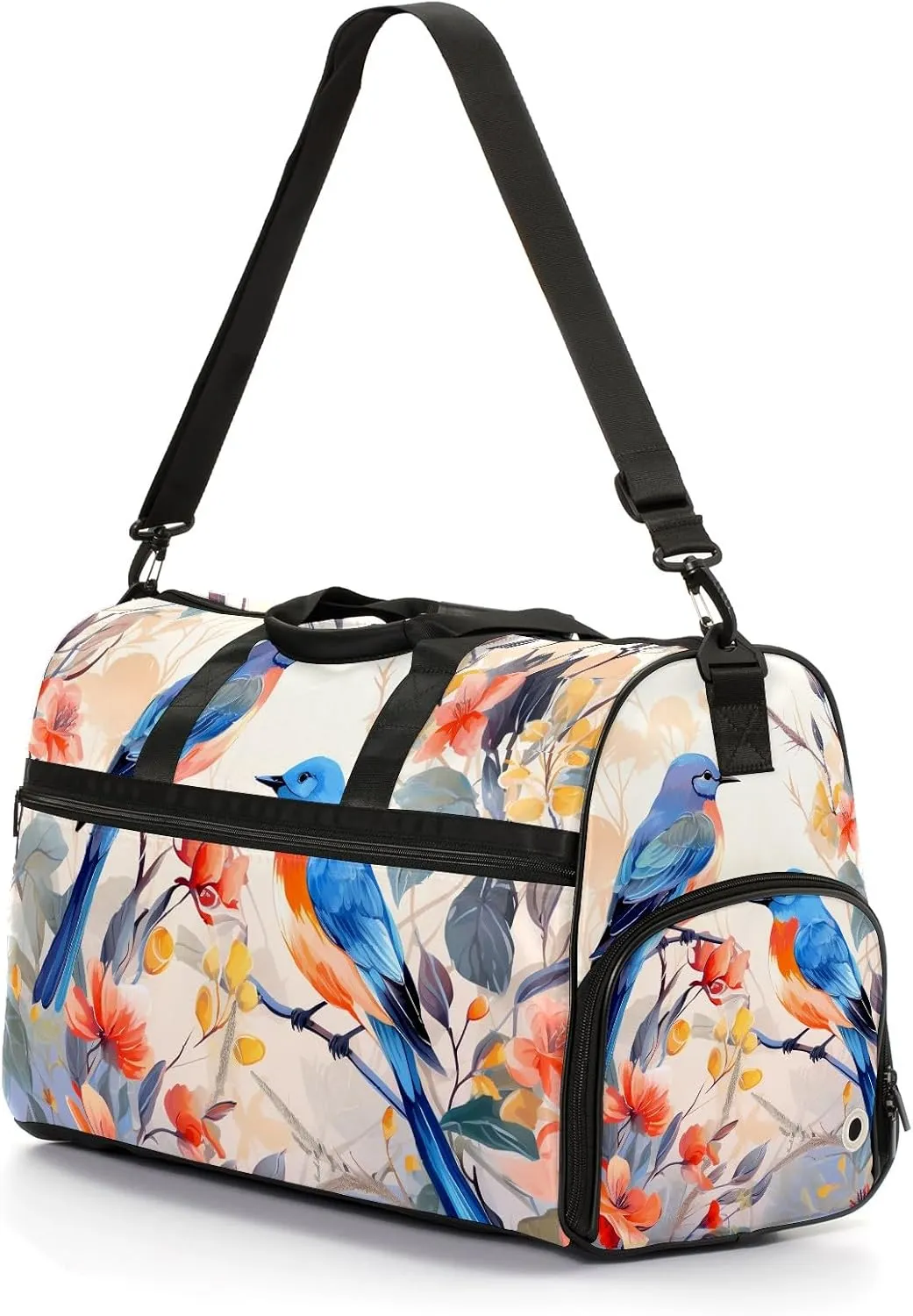 Gym Bag for Women, Carry on Weekender Overnight Bag, Travel Duffel Bags, Personal Item Travel Bag Tote Bag Workout Dance Bag, Chinese Painting Bird - 33