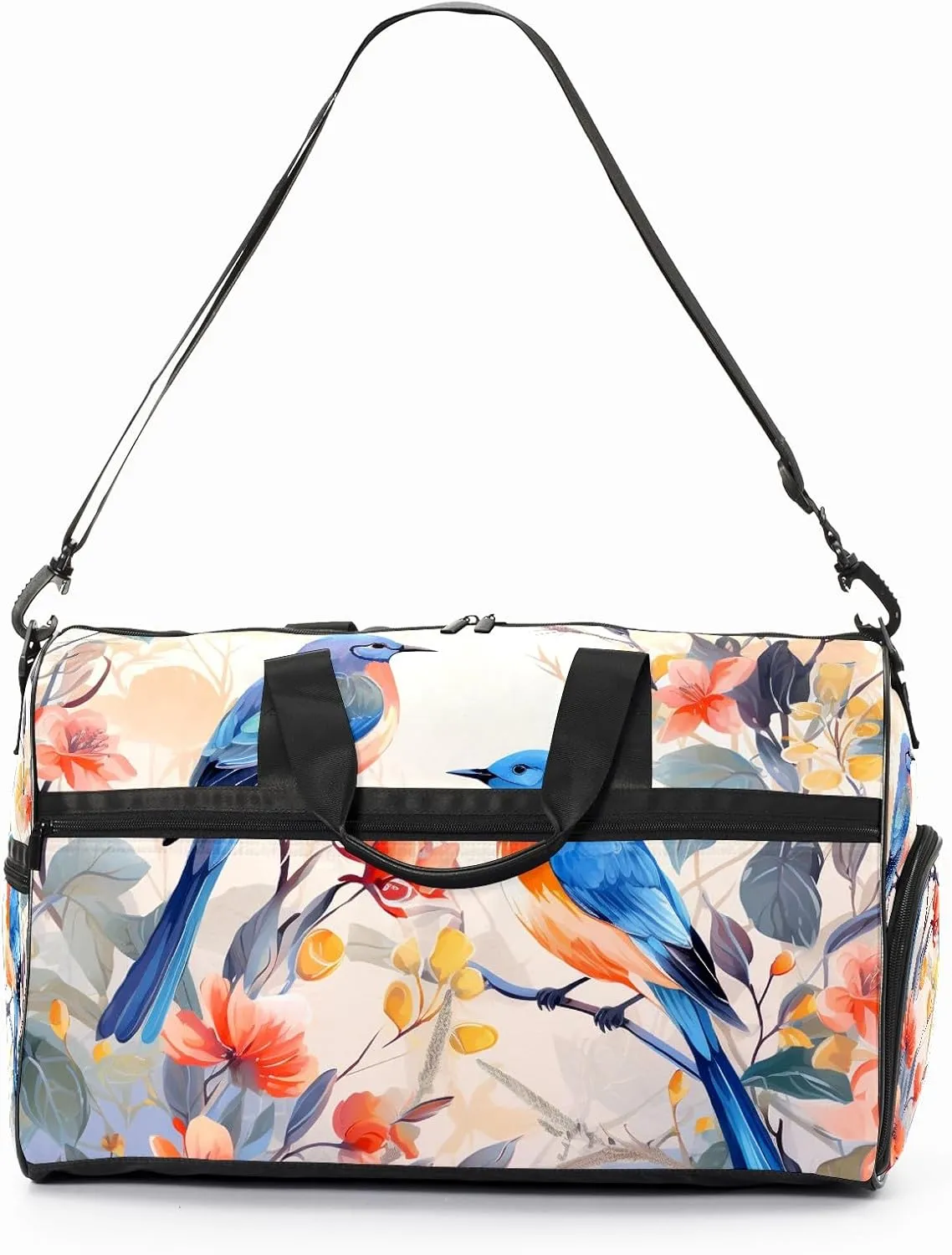 Gym Bag for Women, Carry on Weekender Overnight Bag, Travel Duffel Bags, Personal Item Travel Bag Tote Bag Workout Dance Bag, Chinese Painting Bird - 33