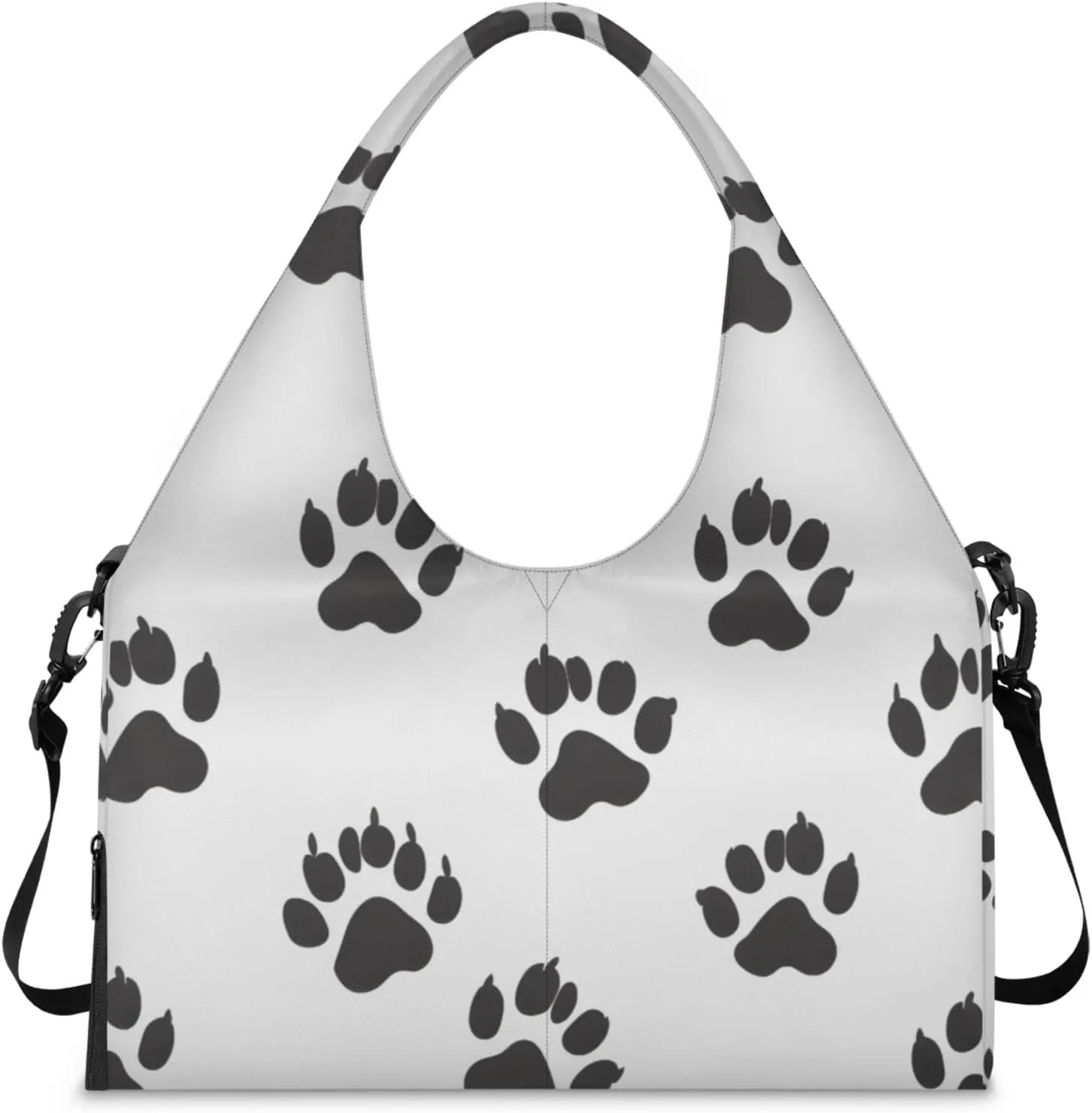 Gym Bag for Women Cats Paws Prints Duffel Bag with Shoe Compartment and Yoga Mat Holder Portable Weekender Bags Travel Tote Bags