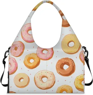 Gym Bag for Women Cute Doughnuts Duffel Bag with Shoe Compartment and Yoga Mat Holder Portable Weekender Bags Travel Tote Bags