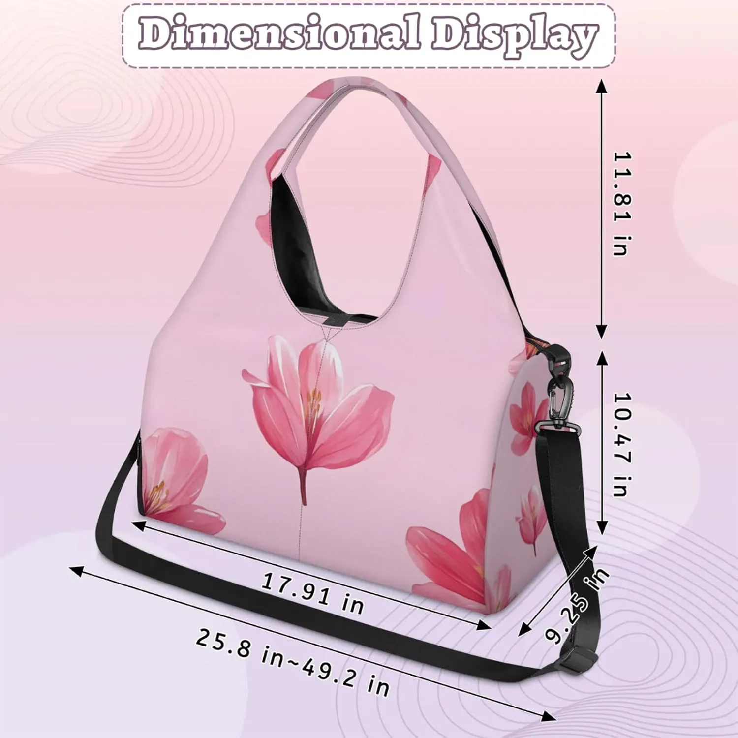 Gym Bag for Women Falling Flower Duffel Bag with Shoe Compartment and Yoga Mat Holder Portable Weekender Bags Travel Tote Bags