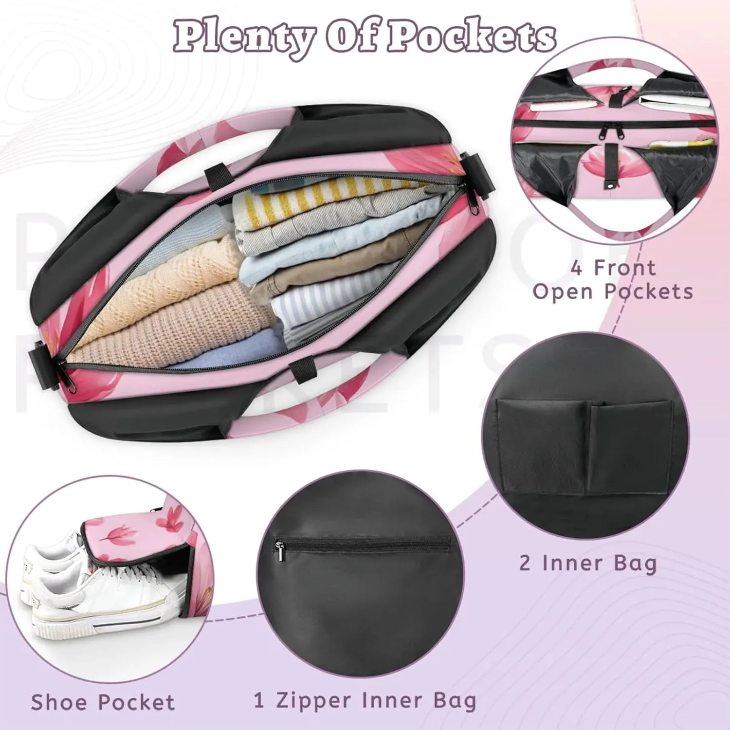 Gym Bag for Women Falling Flower Duffel Bag with Shoe Compartment and Yoga Mat Holder Portable Weekender Bags Travel Tote Bags