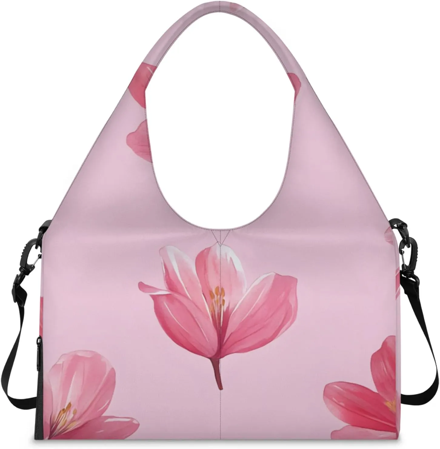 Gym Bag for Women Falling Flower Duffel Bag with Shoe Compartment and Yoga Mat Holder Portable Weekender Bags Travel Tote Bags