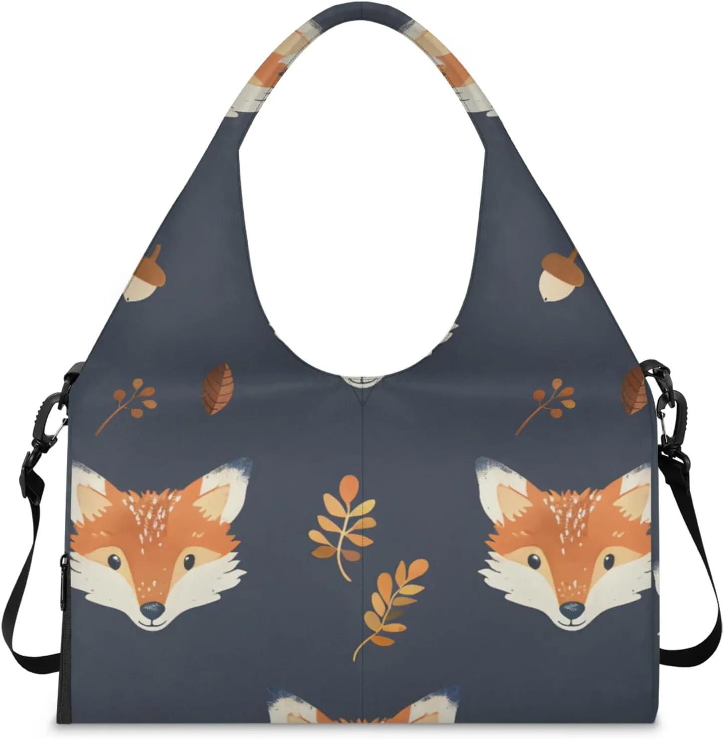 Gym Bag for Women Fox Print Duffel Bag with Shoe Compartment and Yoga Mat Holder Portable Weekender Bags Travel Tote Bags