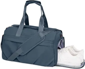 Gym Bag for Women Men, Water resistant Sports Tote Bag with Wet Pocket, Travel Duffle Bag with Shoe Compartment, Weekend Overnight Carry On Bags for Airplanes, JewelBlue