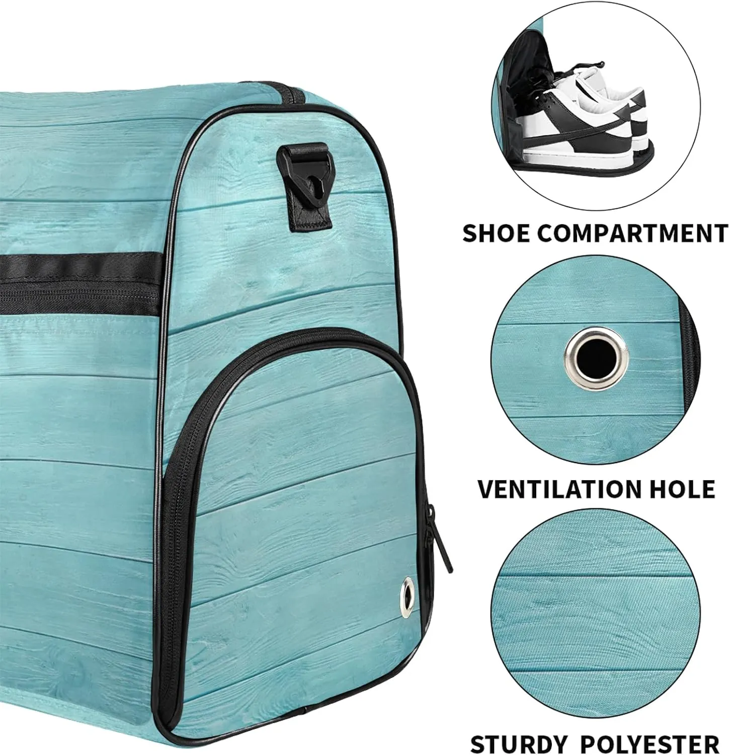 Gym Bag for Women Men Wood Texture Summer Beach Travel Duffle Bag with Shoe Compartment Waterproof Sports Tote Bags Large Overnight Weekender Bags for Travel Swimming Gym Yoga Dance