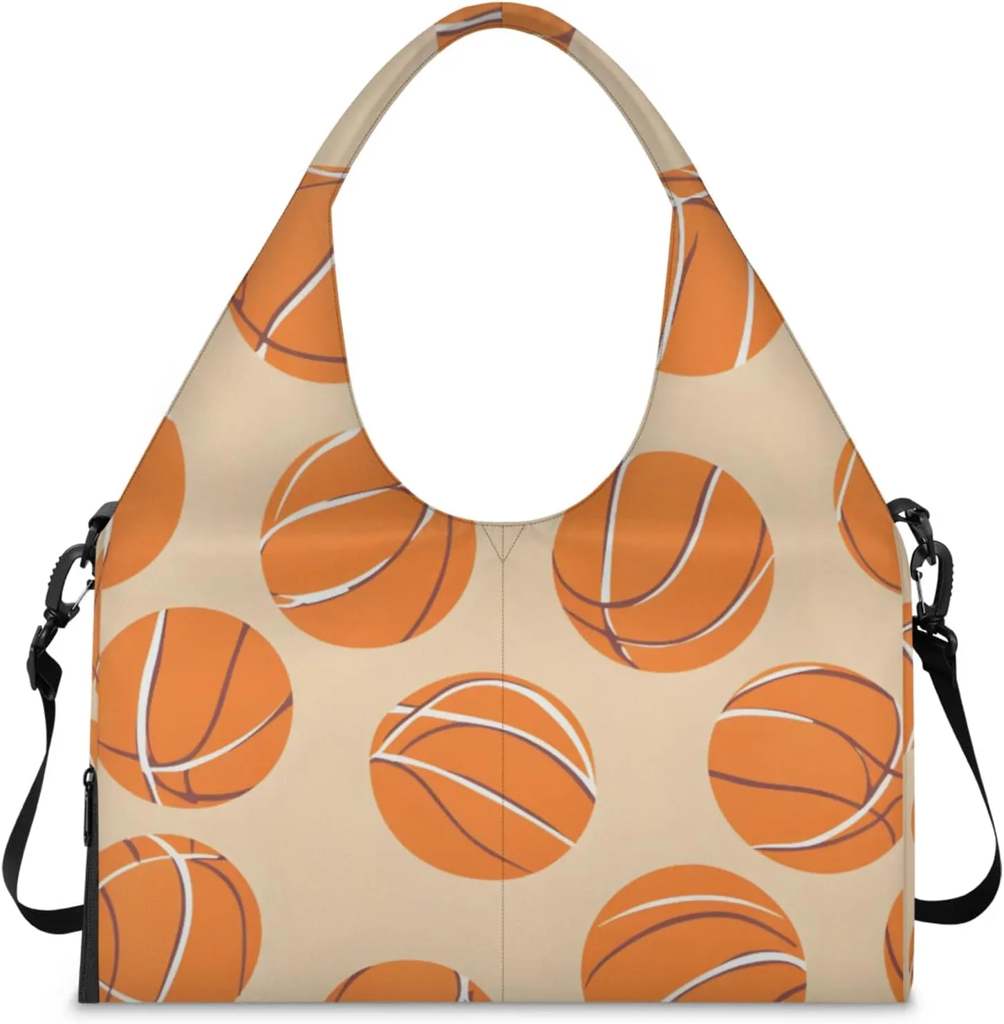 Gym Bag for Women Sport Basketballs Themed Duffel Bag with Shoe Compartment and Yoga Mat Holder Portable Weekender Bags Travel Tote Bags