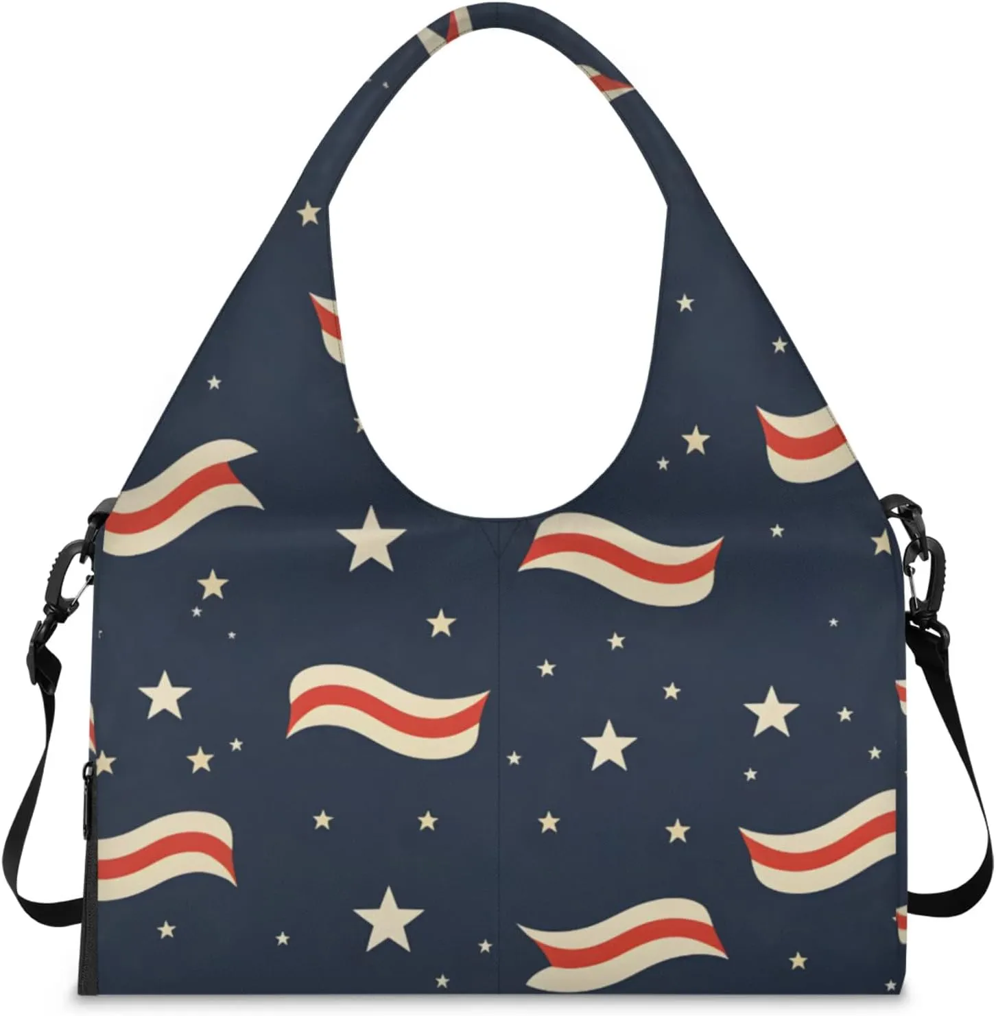 Gym Bag for Women Stripe Star Theme Duffel Bag with Shoe Compartment and Yoga Mat Holder Portable Weekender Bags Travel Tote Bags