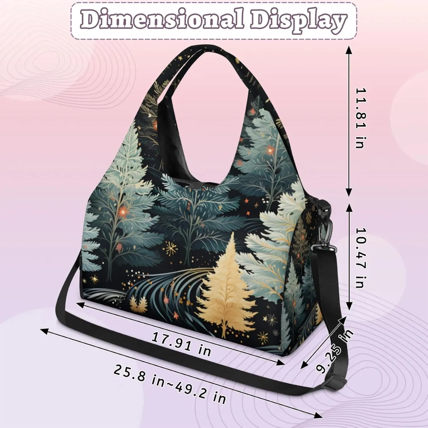Gym Bag for Women Winter Trees Theme Duffel Bag with Shoe Compartment and Yoga Mat Holder Portable Weekender Bags Travel Tote Bags