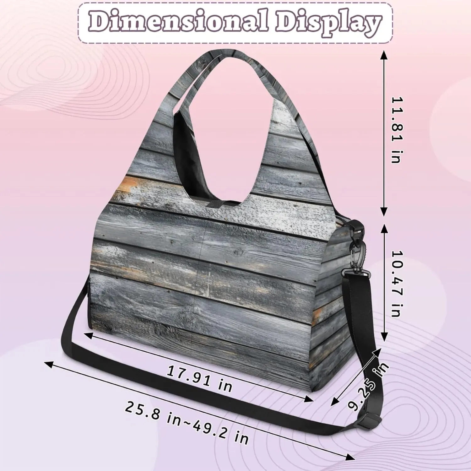 Gym Bag for Women Wood Print Duffel Bag with Shoe Compartment and Yoga Mat Holder Portable Weekender Bags Travel Tote Bags