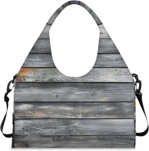 Gym Bag for Women Wood Print Duffel Bag with Shoe Compartment and Yoga Mat Holder Portable Weekender Bags Travel Tote Bags