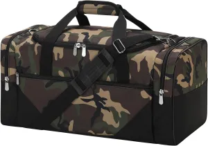 Gym Bag Sport Duffle Bag for Men - 21 in Weekender Travel Bag with Trolley Sleeve (Camo)