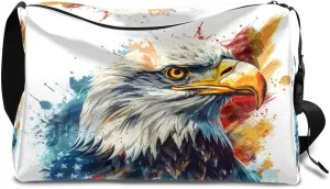 Gym Bags for Men 14.8 Inch Lightweight Carry On Bags for Airplanes Waterproof Duffle Bag for Travel, America Patriotic Printing