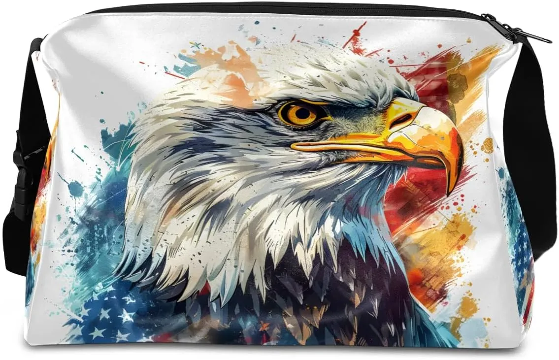 Gym Bags for Men 14.8 Inch Lightweight Carry On Bags for Airplanes Waterproof Duffle Bag for Travel, America Patriotic Printing