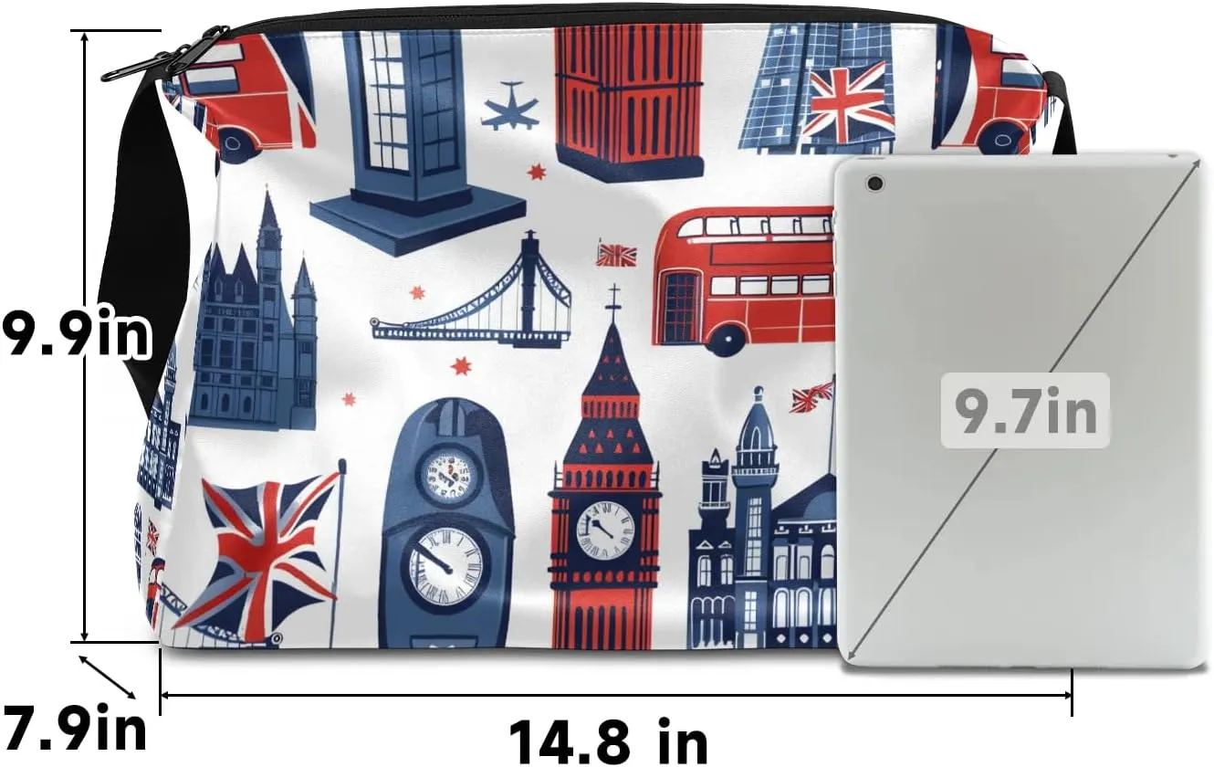 Gym Bags for Men 14.8 Inch Lightweight Carry On Bags for Airplanes Waterproof Duffle Bag for Travel, City London Print