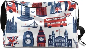 Gym Bags for Men 14.8 Inch Lightweight Carry On Bags for Airplanes Waterproof Duffle Bag for Travel, City London Print