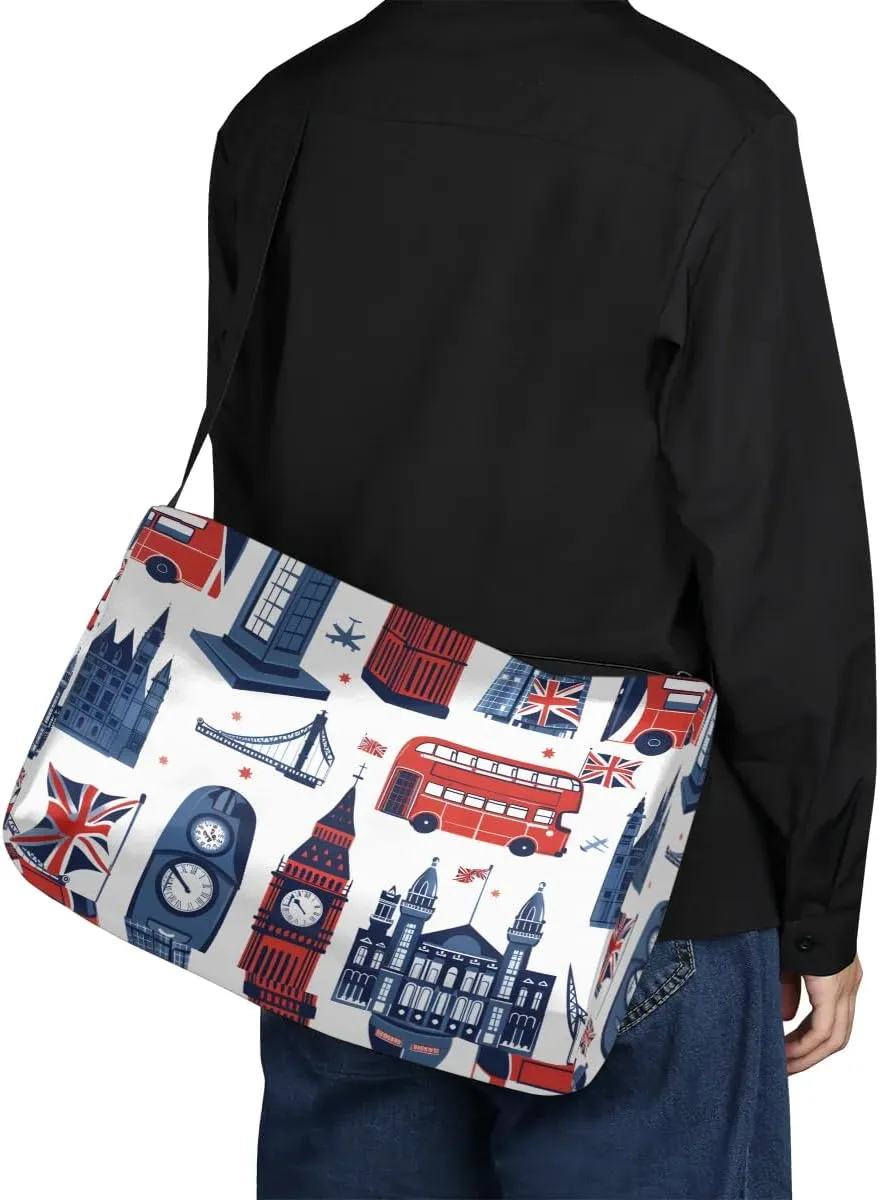 Gym Bags for Men 14.8 Inch Lightweight Carry On Bags for Airplanes Waterproof Duffle Bag for Travel, City London Print