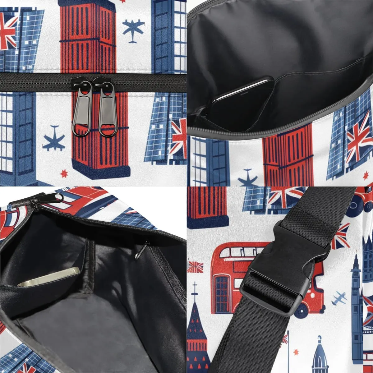 Gym Bags for Men 14.8 Inch Lightweight Carry On Bags for Airplanes Waterproof Duffle Bag for Travel, City London Print