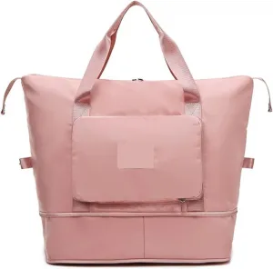 Gym Bags Large Capacity Folding Travel Bags Waterproof Tote Handbag Travel Duffle Bags Multifunctional Women Travel Yoga Bags (Color : Pink) (Pink)