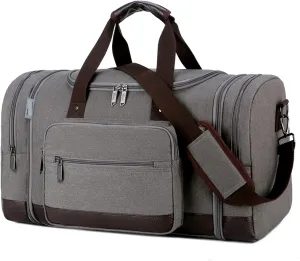 Gym Bags Vintage Canvas Travel Bags Men Duffel Bag Travel Tote Large Capacity Carry on Luggage Bags Weekender Bag Travel Women (Color : Coffee) (Grey)